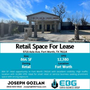 Eureka Business Group: Your Retail Navigator; Charting the Course for Retail Growth! Texas Commercial Properties For LEASE | 5715 Azle Ave Fort Worth TX 76114