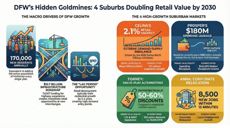 4 DFW Suburbs Where Retail Property Values Are Expected to Double by 2030